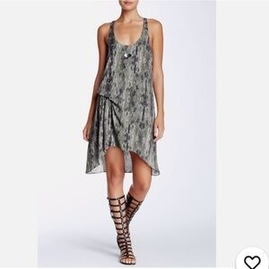 Haute Hippie Hilo Camo Military Racerback Gathered Asymmetrical Dress S